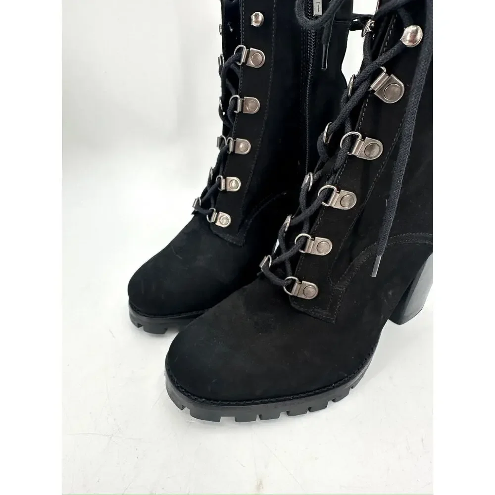 Ted Baker Imojen Leather Lace Up Chunky Heeled Boot Black Size 41 - Picture 5 of 7